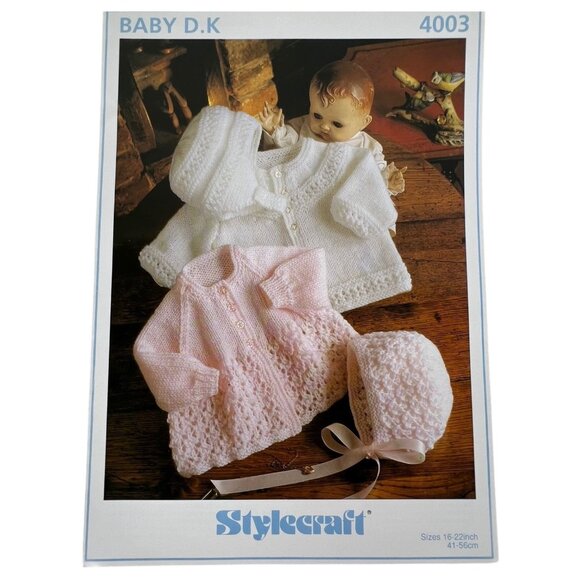 3 Stylecraft Baby Knitting Patterns DK & 4 Ply Sweaters Hats Booties Leggings - Picture 2 of 4